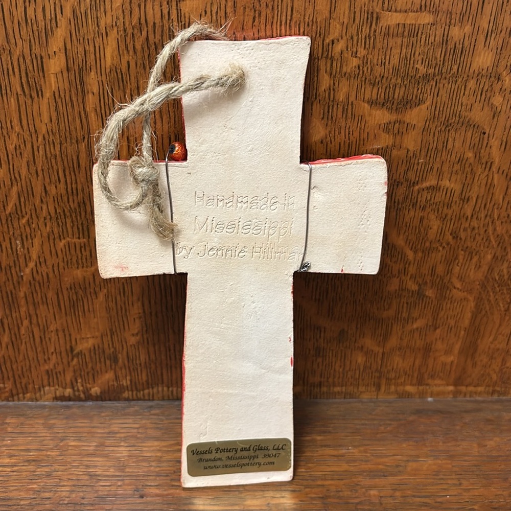 Handmade Ceramic Beaded Cross - Picture 4 of 10